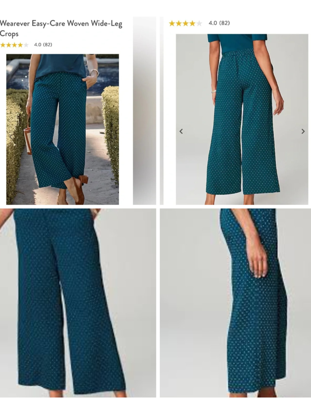 J. Jill Wearever Wide Leg Crop Pants 2X Atlantic Blue Polka Dot Easy Care New